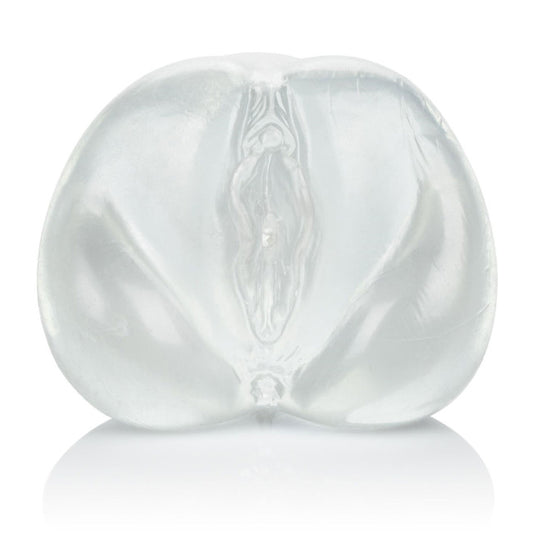 Vaginette transparente réaliste vue de face avec lèvres détaillées et finition souple