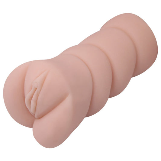 Vaginette réaliste pour homme en TPR souple vue de face sur fond neutre