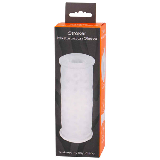 Vaginette homme blanche double ouverture avec texture interne stimulante