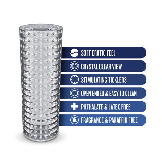 Masturbateur homme non vibrant transparent avec matière souple et design ouvert facile à utiliser