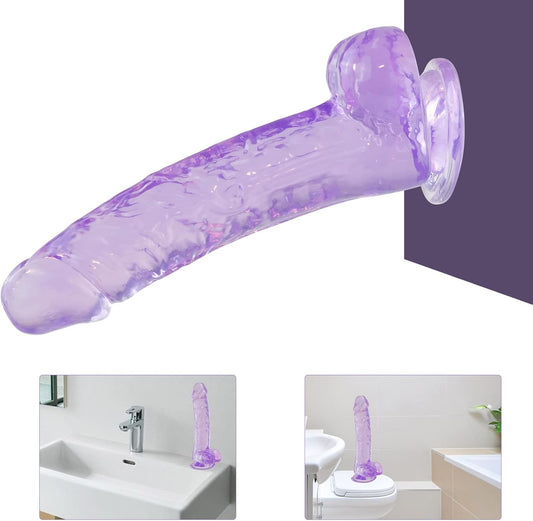 Gode anal violet en TPE vu de profil avec base ventouse