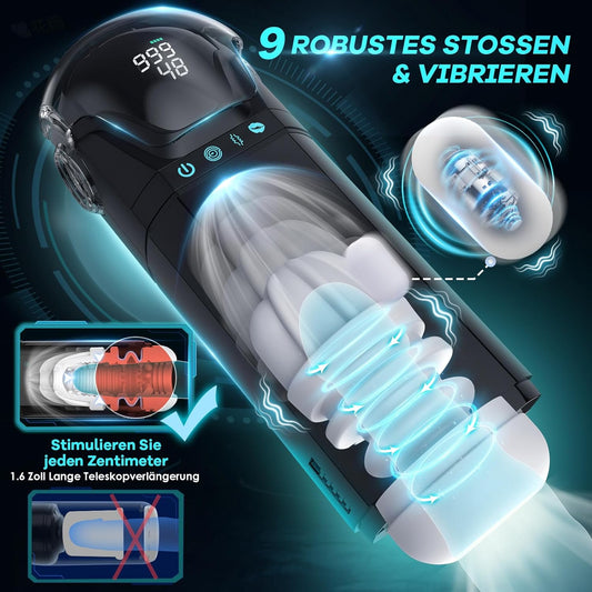 Masturbateur automatique futuriste avec 9 modes d'aspiration, de poussée et de vibration