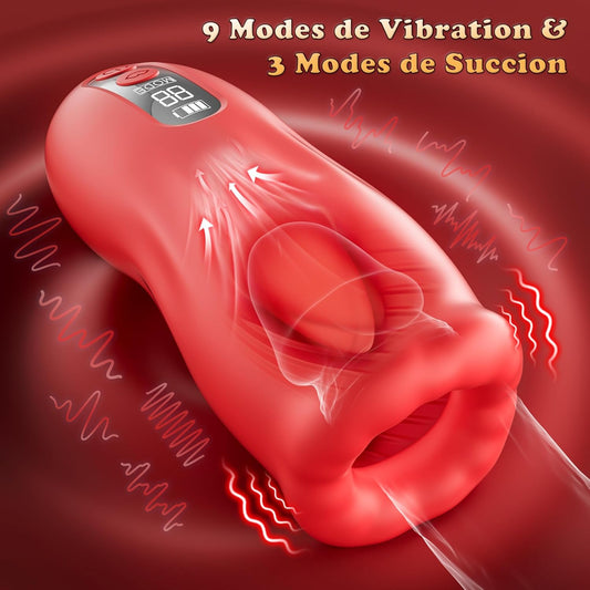 Suceuse vibrante avec 9 modes de vibration et 3 modes de succion pour homme