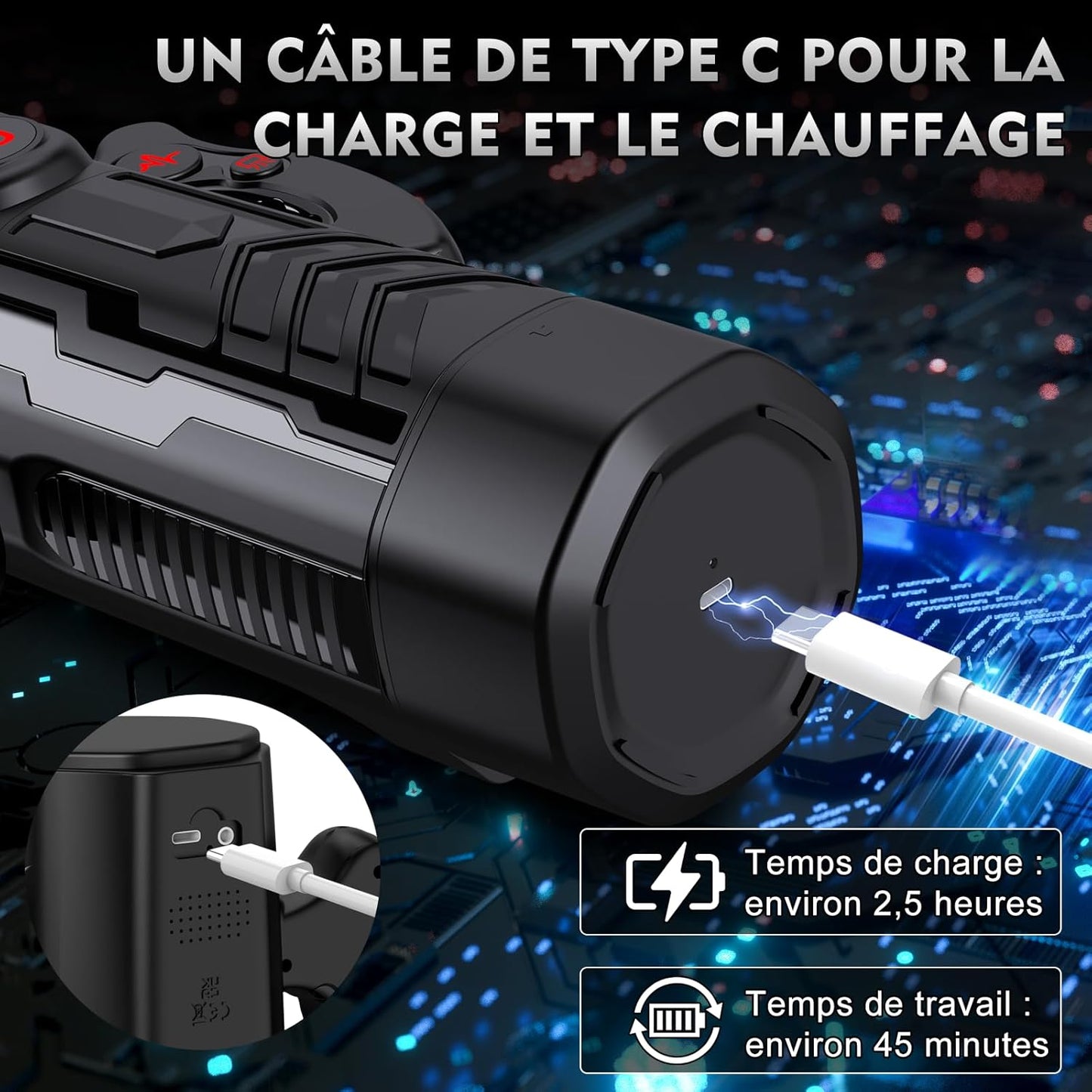 Masturbateur homme rechargeable USB-C avec câble inclus pour recharge pratique et utilisation quotidienne