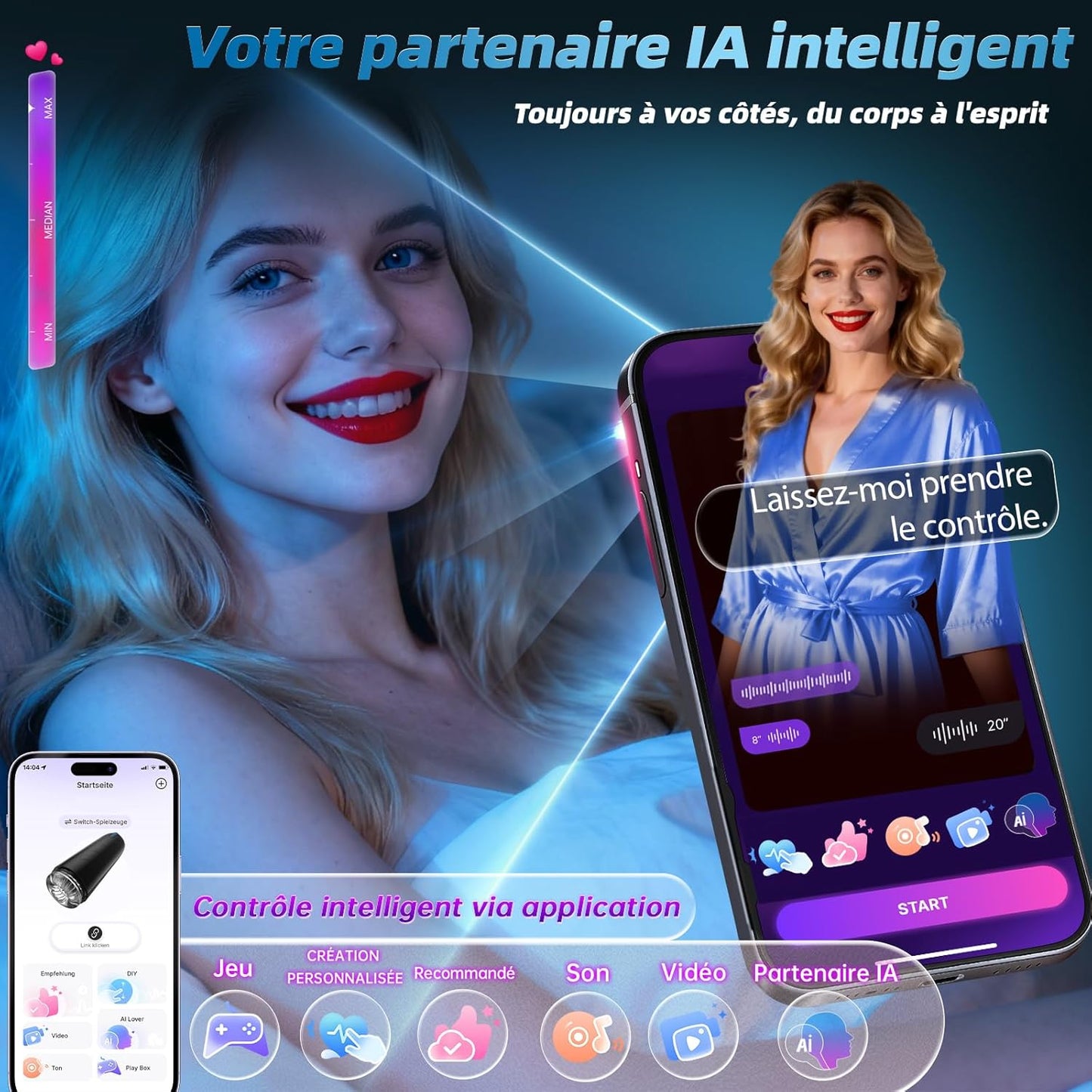 Application IA du masturbateur connecté avec chat vocal et partenaire virtuel interactif