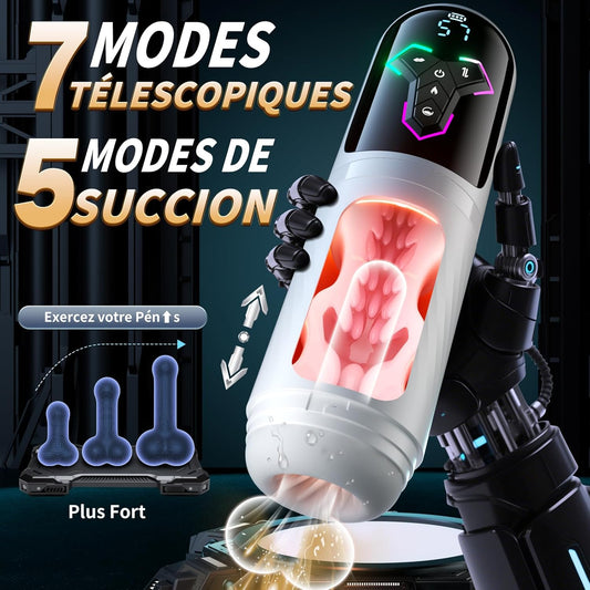 Vue latérale du masturbateur connecté homme avec application et contrôle intelligent IA