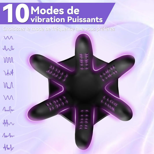 Vibrateur gland pieuvre avec 10 modes de vibrations puissantes contrôlables via application mobile, stimulation complète 360 degrés pour améliorer l'endurance