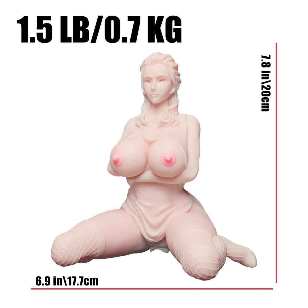 Photo des dimensions de la poupée sexuelle anime Fanmei indiquant un format de 20 cm x 17,7 cm