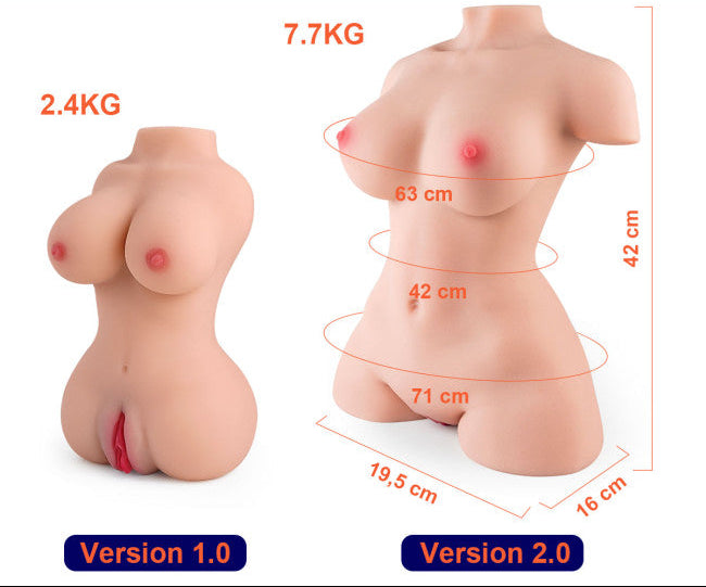 Dimensions poupée sexuelle buste réaliste 7,7 kg en TPE avec mesures visibles