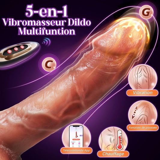 9 modes de va-et-vient et 9 modes de vibration combinables du gode vibrant chauffant