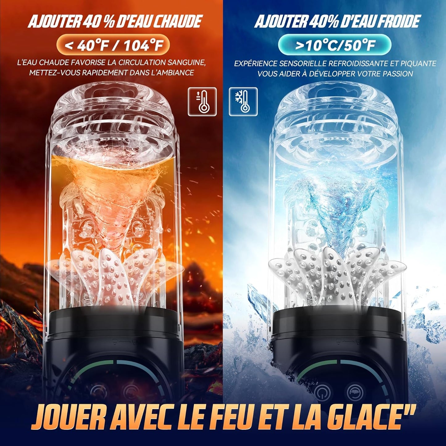 Masturbateur homme étanche avec mode SPA compatible eau chaude ou froide pour un moment de détente sensorielle
