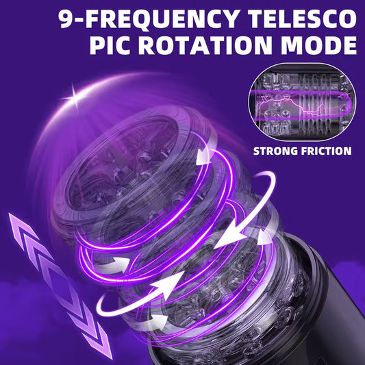 Vue latérale du masturbateur automatique pas cher avec structure ergonomique, batterie incluse et moteur électrique