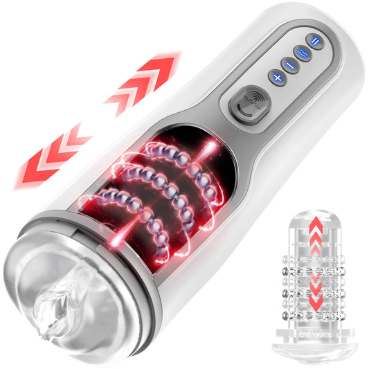 Sextoy pour Homme Masturbateur Automatique Silencieux Téléscopique en couleur blanc