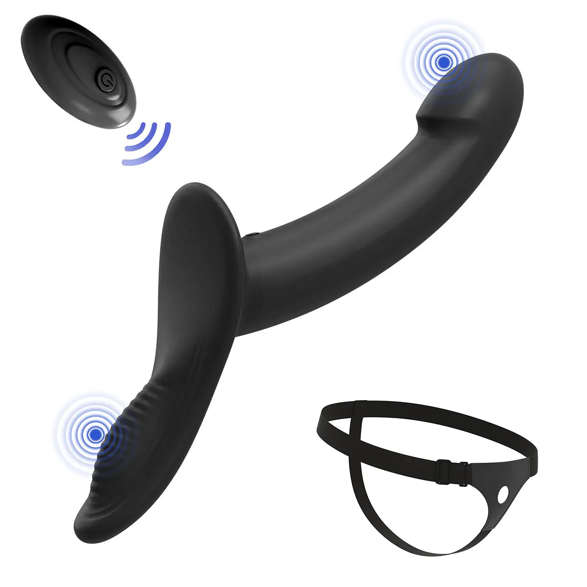 Gode Ceinture Vibrant noir Télécommandé pour Pegging