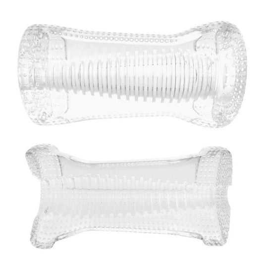 Masturbateur transparent à relief ondulé avec texture nervurée interne pour une stimulation intense