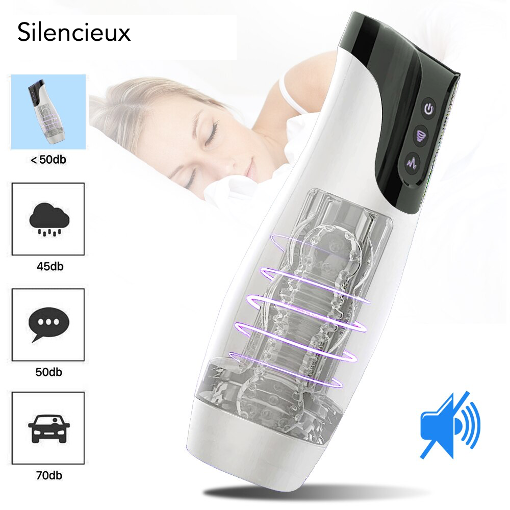 Silencieux niveau bruit Masturbateur Homme Vibrant et à Succion - M8