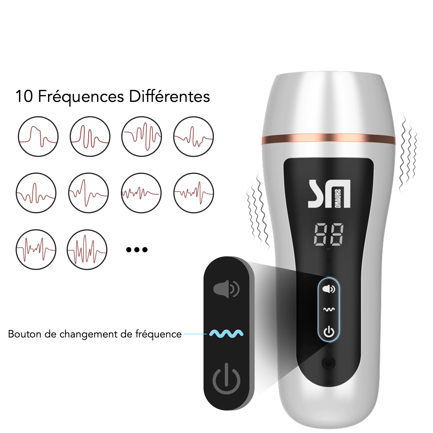 Masturbateur Homme Automatique Succion et Chauffant 10 modes de fréquences