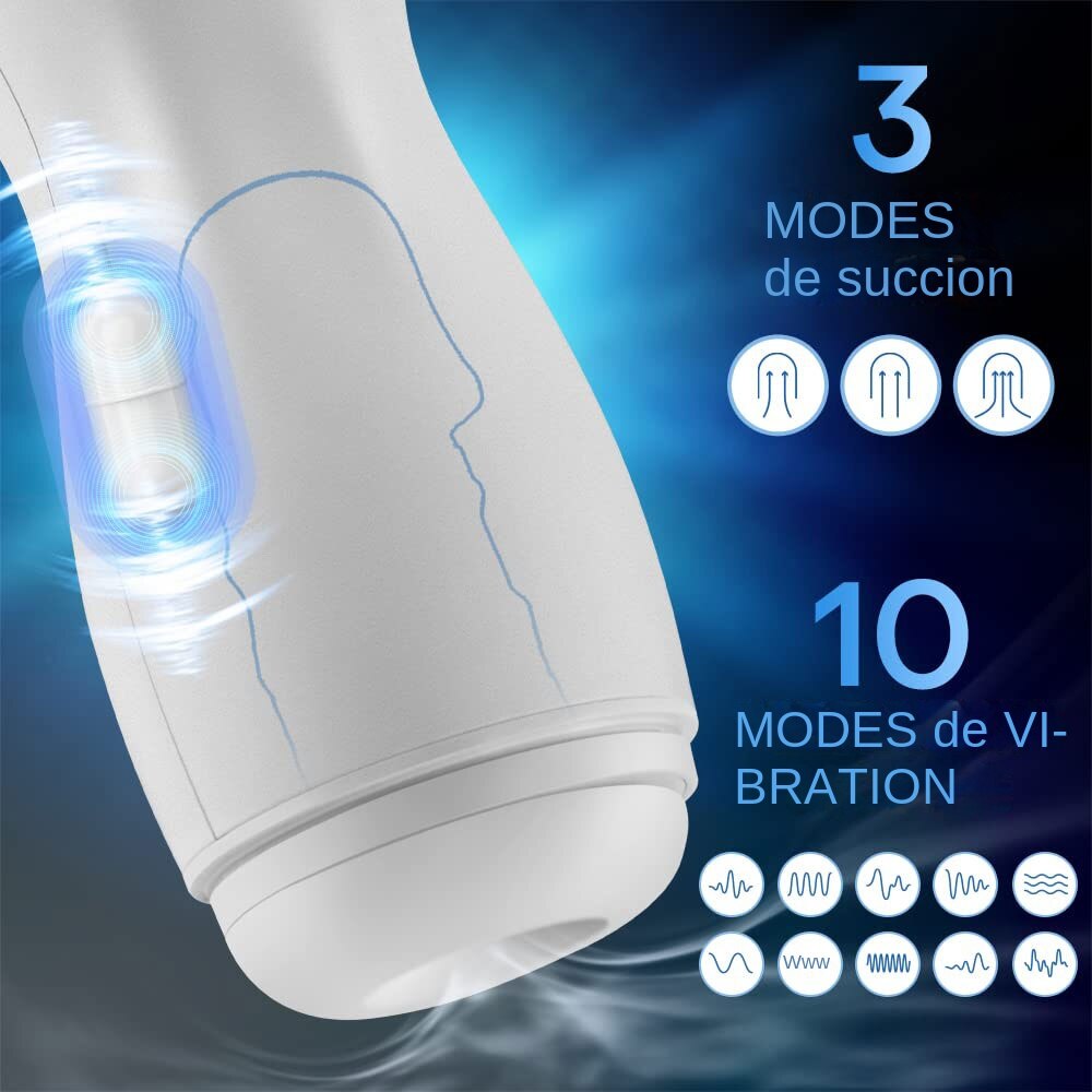 Masturbateur Homme 3 modes de succion et 10 modes de vibration