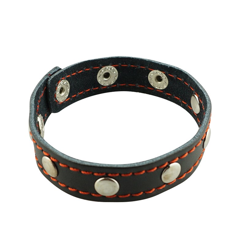 Cockring Ajustable en Cuir et en Silicone - C8