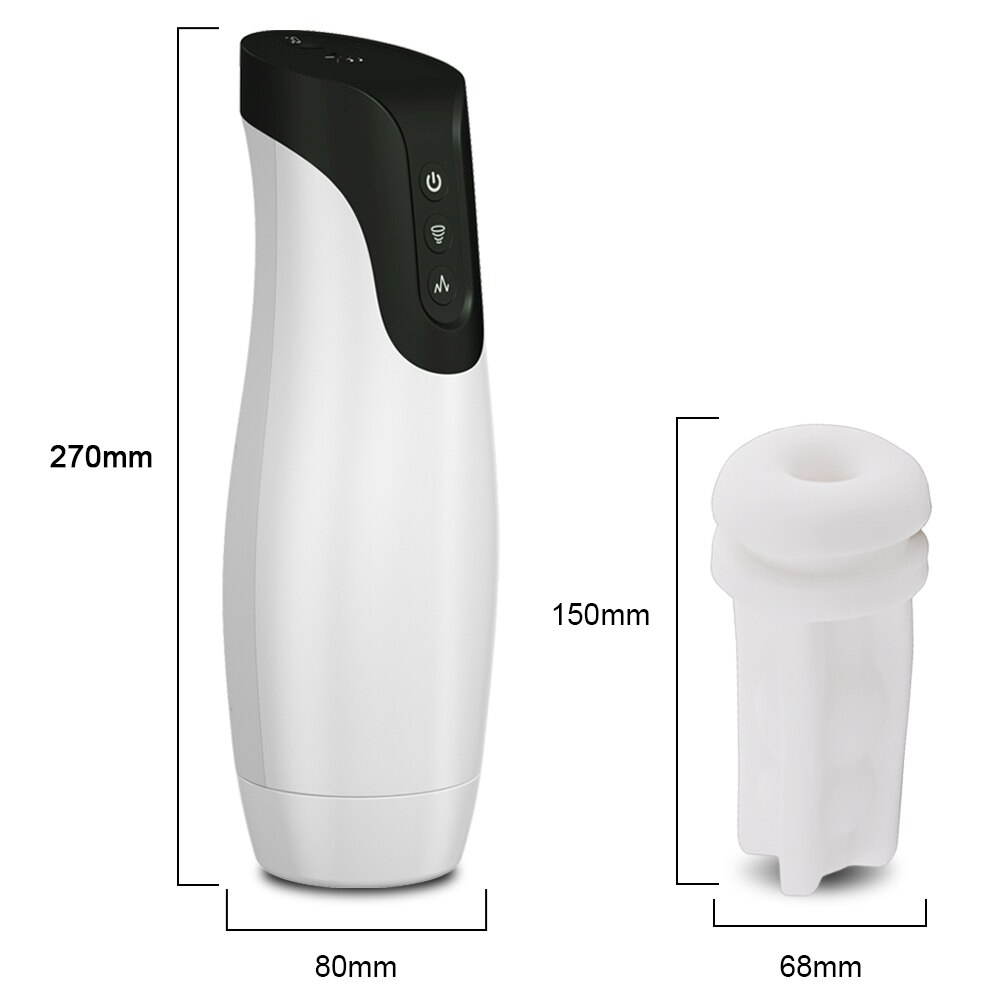 taille en cm mm Masturbateur Homme Vibrant et à Succion - M8