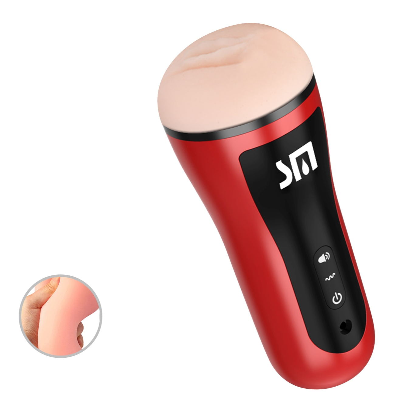 Masturbateur Homme Automatique Succion et Chauffant Rouge et son intérieur