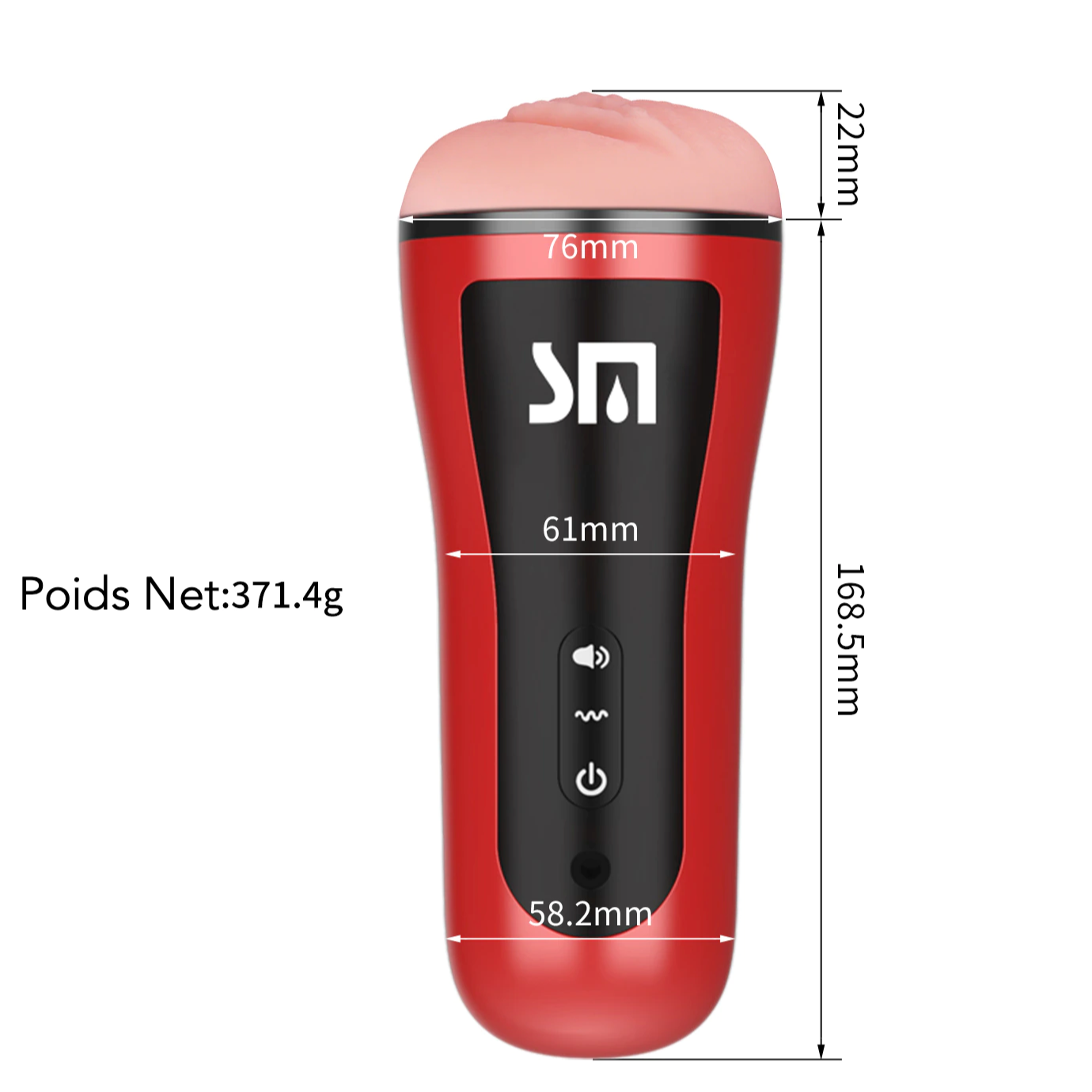 Taille cm mm Masturbateur Homme Automatique Succion et Chauffant Rouge