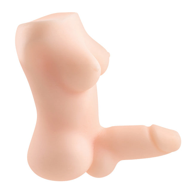 Vaginette réaliste homme vue de profil gauche montrant la courbe ergonomique du masturbateur