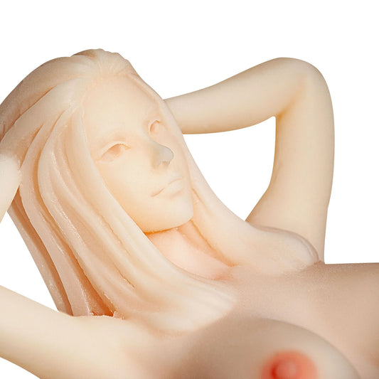 Gros plan sur les détails du design anime de la poupée sexuelle en silicone Senzawa Mai