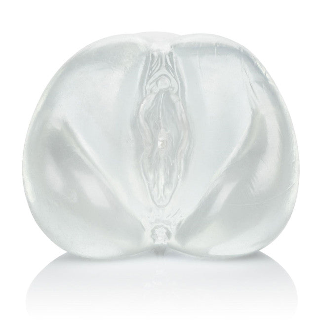Vaginette transparente réaliste vue de face avec lèvres détaillées et finition souple