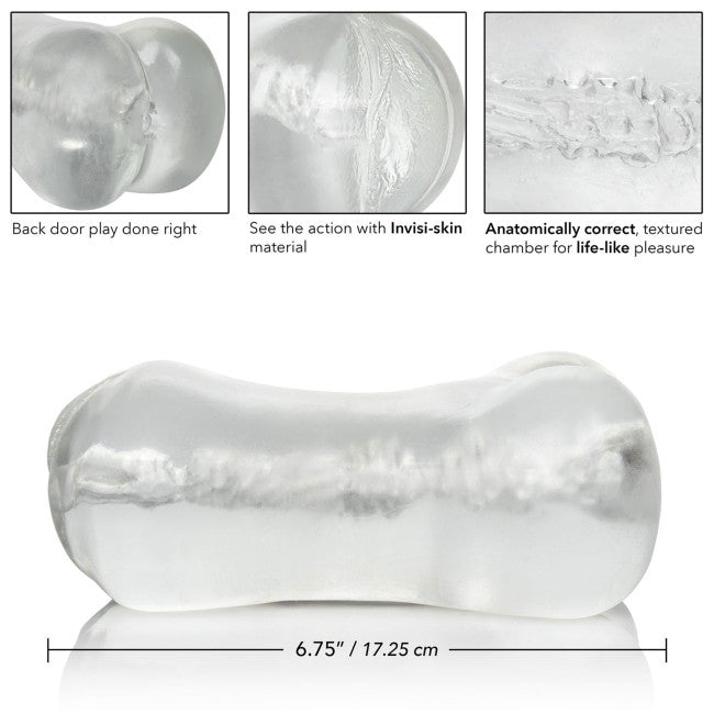 Dimensions de la vaginette transparente double entrée réaliste pour homme avec mesures 19 cm x 9 cm
