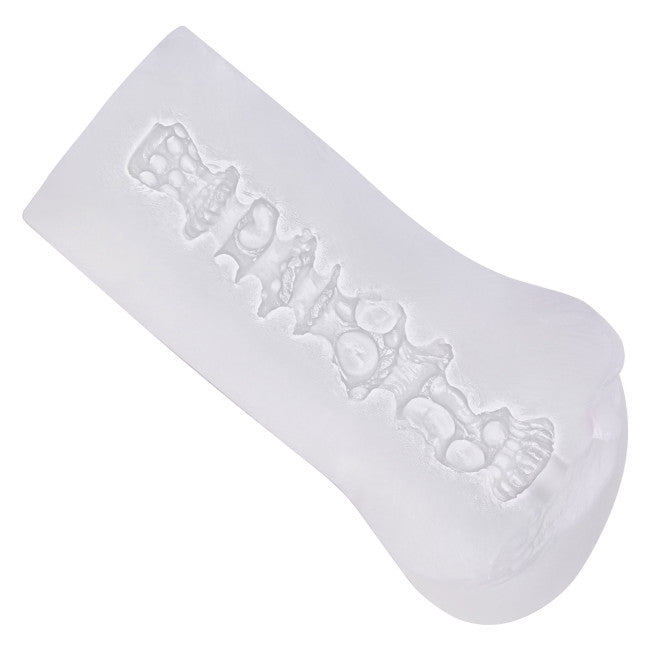 Vue rapprochée de la texture réaliste du masturbateur vulve pour stimulation masculine