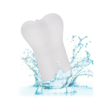 Masturbateur réaliste pour homme transparent présenté avec lubrifiant à base d’eau recommandé
