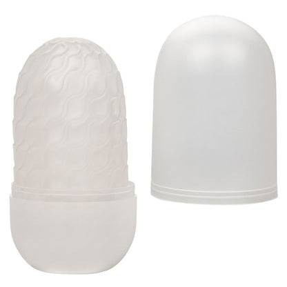 Masturbateur transparent fourni avec son étui de rangement discret pour le voyage