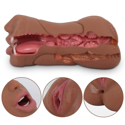 Masturbateur homme 3 en 1 avec pénétration anale, vaginale et buccale