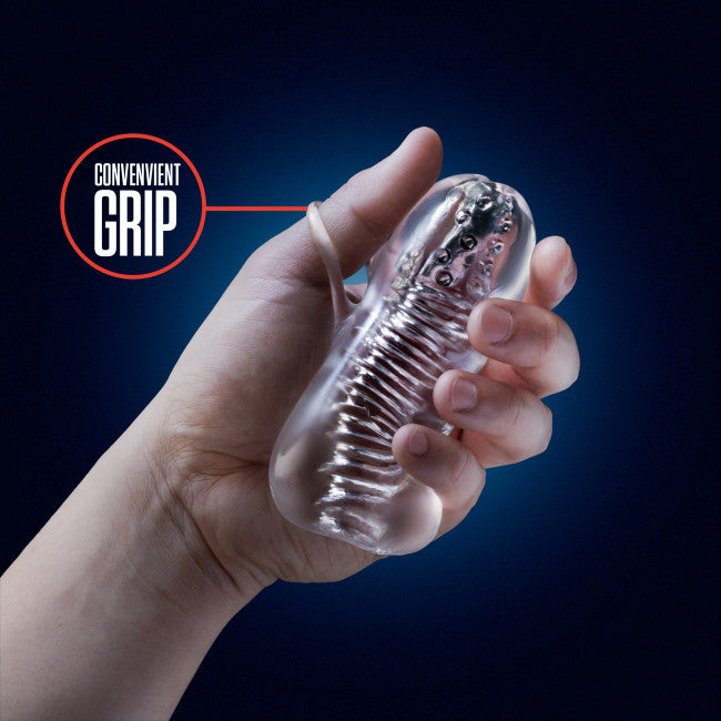 Sleeve de masturbation homme transparente avec surface élastique et prise en main facile