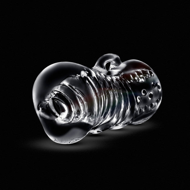 Masturbateur homme transparent souple avec chambres multi-texturées pour sensations intenses