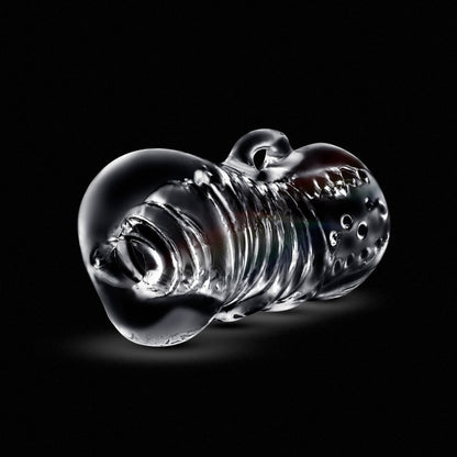 Masturbateur homme transparent souple avec chambres multi-texturées pour sensations intenses