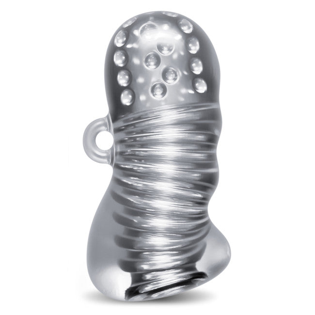 Masturbateur Squeezy transparent pour homme avec texture interne stimulante et design pressable