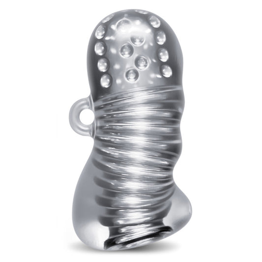 Masturbateur Squeezy transparent pour homme avec texture interne stimulante et design pressable