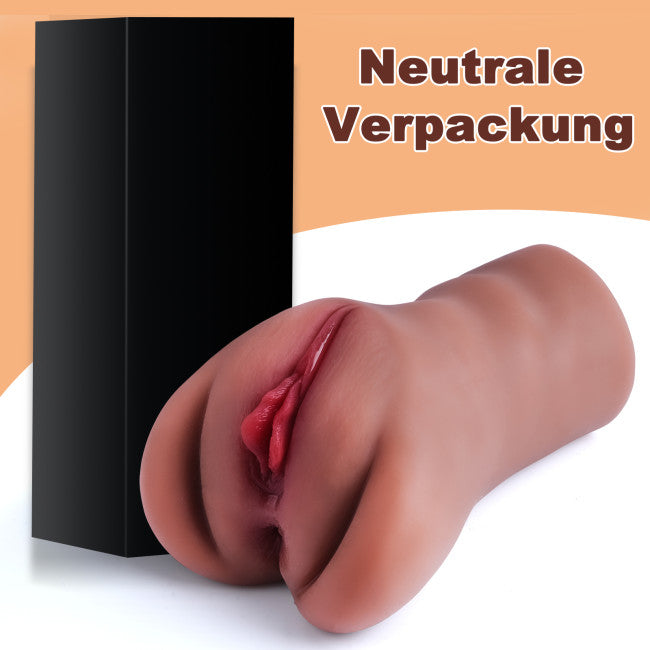 Vaginette réaliste marron double pénétration pour homme vue en angle mettant en avant son aspect naturel