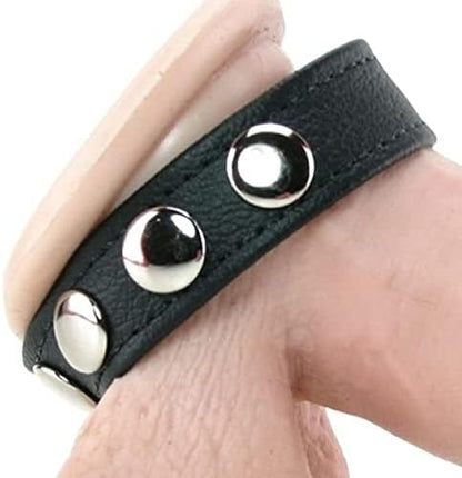 Cockring cuir noir favorisant une érection ferme et durable