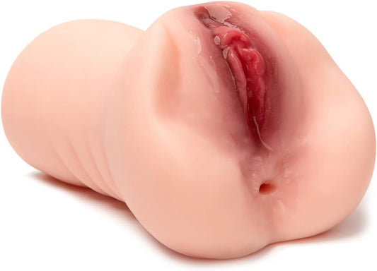 Vaginette réaliste 2 en 1 en silicone vue de face, masturbateur homme réaliste au design discret