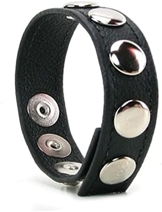 Cockring cuir sangle réglable noir avec boutons-pression de maintien