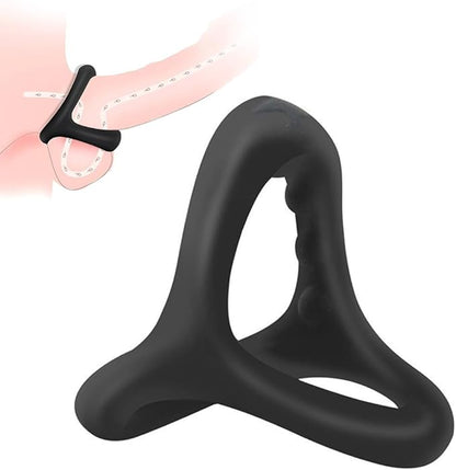 Cockring triangle noir en silicone vue de face sur fond neutre