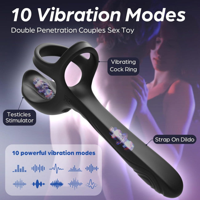 anneau pénien vibrant télécommande avec double moteur et 10 modes de vibration