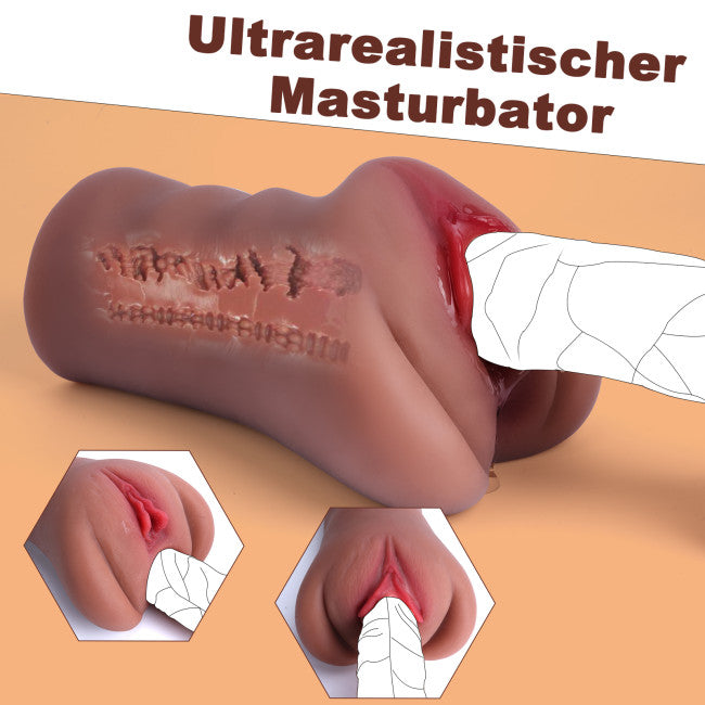 Vaginette pour homme marron vue de profil montrant sa forme compacte et sa matière souple