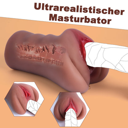 Vaginette pour homme marron vue de profil montrant sa forme compacte et sa matière souple