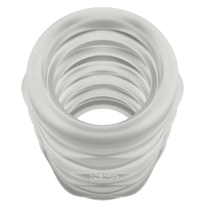 Vue en gros plan de la texture intérieure du simulateur de fellation manuel