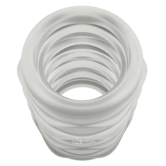 Vue en gros plan de la texture intérieure du simulateur de fellation manuel