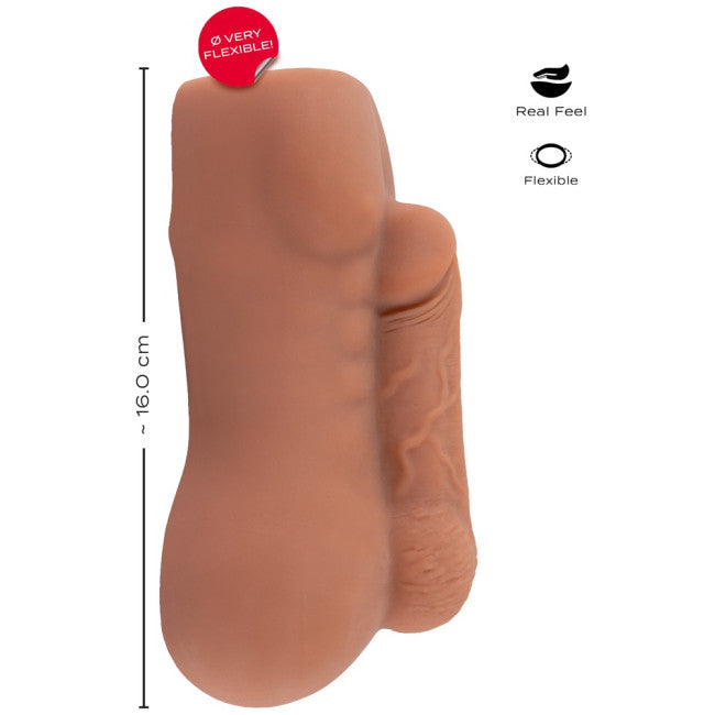 Dimensions du masturbateur anal réaliste peau foncée brun longueur 16 cm largeur 8,5 cm